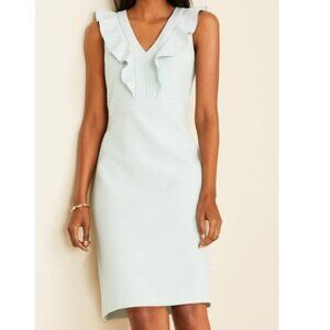 NWOT Ann Taylor Light Blue Green Sleeveless Dress with Ruffles